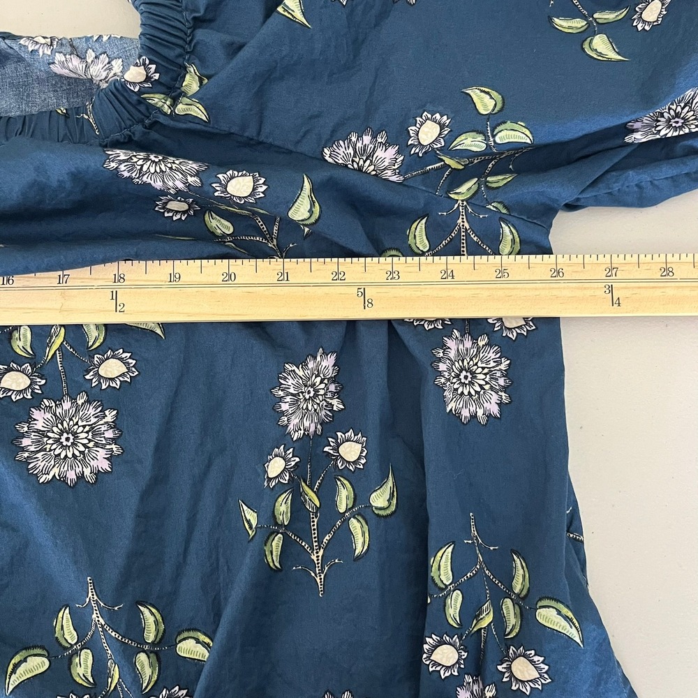 Old Navy Womens 2X Teal Blue Floral Off The Shoulder Puff Sleeve Blouse Top - Picture 9 of 12